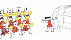 Girl Stuck In Car's Door Cheerleaders Cheering Oof  GIF