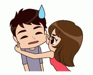 Girl Super Pulling Boy Cheeks GIF