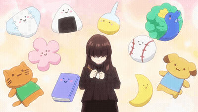 Girl Surrounded By Stuffed Animals And Baseball GIF