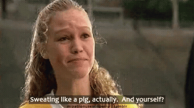 Girl Sweating Like A Pig GIF