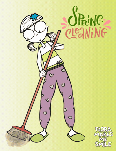 Girl Sweeping Floor Spring Cleaning GIF