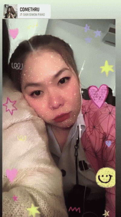 Girl Taking Selfie With Comethru Sticker GIF