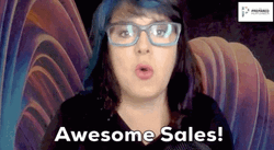 Girl Talking About Awesome Sales GIF