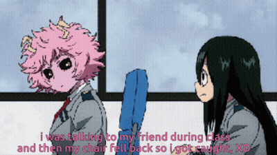 Girl Talking To Another Girl I Was Talking To My Friend During Class And Then My Chair Fell GIF