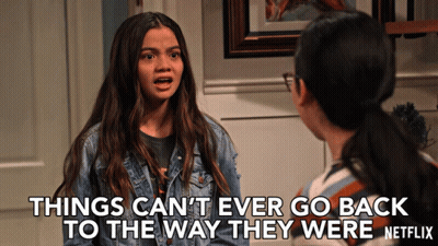 Girl Talking To Another Girl Saying Things Can't Ever Go Back GIF