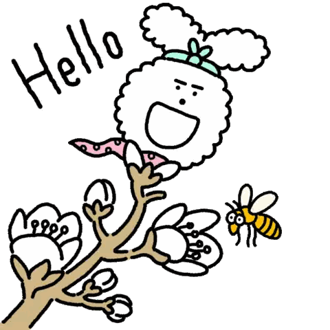 Girl Talking To Bee On Tree Branch Sticker