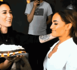 Girl Throwing Pie In The Face GIF