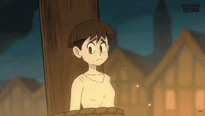 Girl Tied To Wooden Post Destruyendo Historia GIF