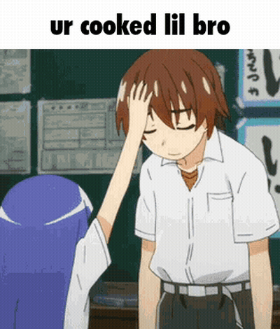 Girl Touching Boy Forehead Ur Cooked Lil Bro GIF