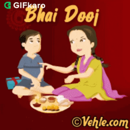Girl Touching Boy's Face Bhai Dooj GIF