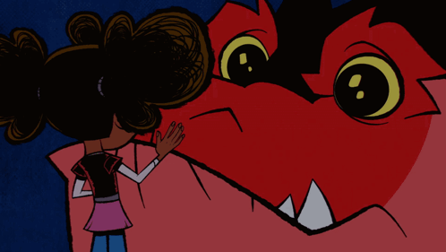 Girl Touching Monster's Face GIF