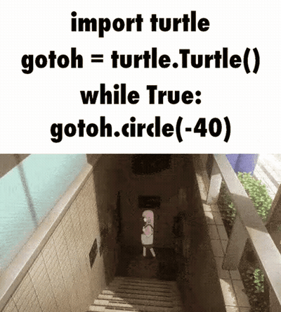 Girl Walking Down Stairs Next To Import Turtle Gotoh = Turtle.turtle Sign GIF