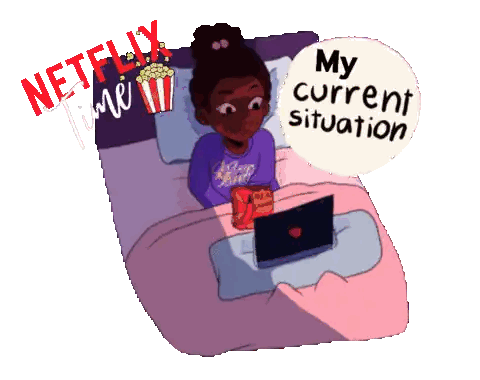 Girl Watching Netflix In Bed Sticker