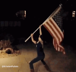 Girl Waving American Flag GIF