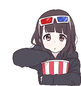 Girl Wearing 3D Glasses Holding Popcorn Bucket Sticker