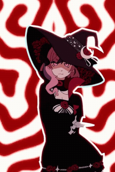 Girl Wearing Black Witch Hat GIF