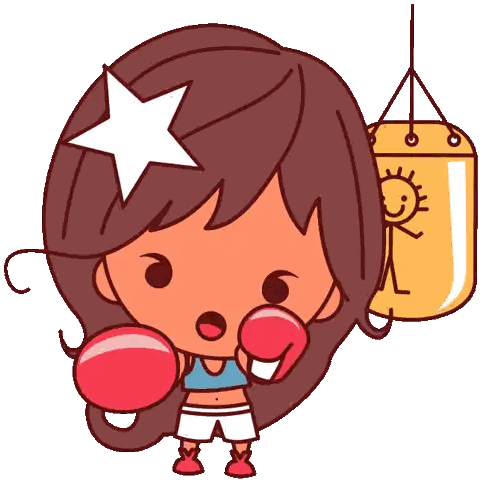 Girl Wearing Boxing Gloves Sticker