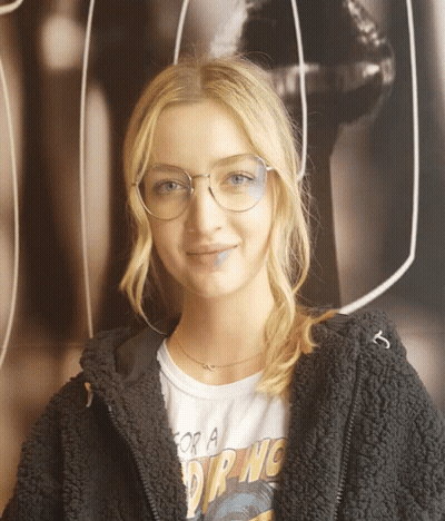 Girl Wearing Glasses And For A Dip Shirt GIF