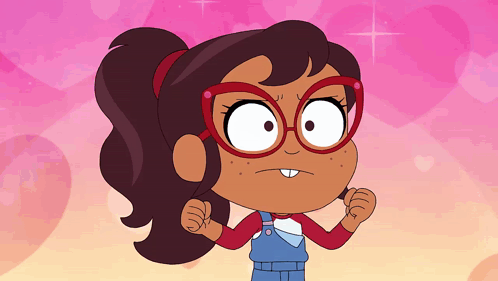 Girl Wearing Glasses And Overalls Making Angry Face GIF