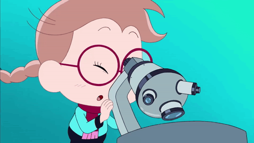 Girl Wearing Glasses Looks Through Microscope GIF