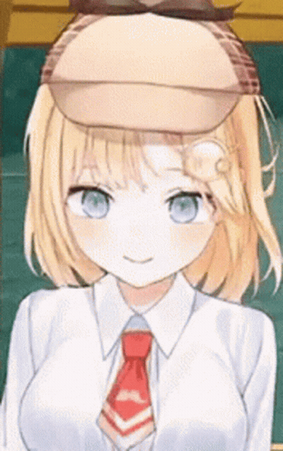 Girl Wearing Hat And Tie GIF