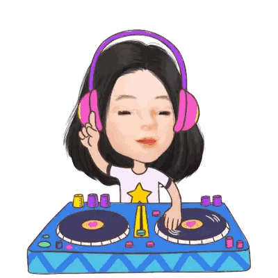 Girl Wearing Headphones Behind DJ Mixer Sticker