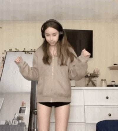 Girl Wearing Headphones Dancing GIF