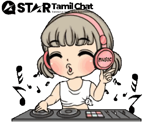 Girl Wearing Headphones With Music Sticker