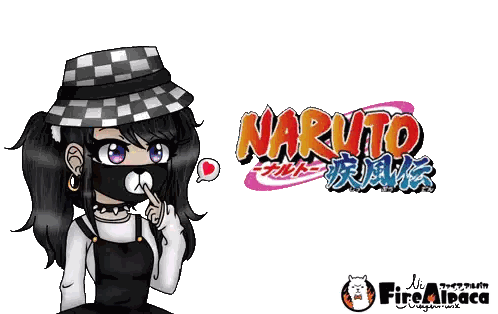 Girl Wearing Mask And Hat With Naruto Logo Sticker