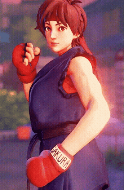 Girl Wearing Red Boxing Gloves With Sakura GIF