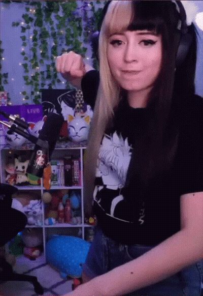 Girl Wearing SFW Shirt And Headphones At Microphone GIF