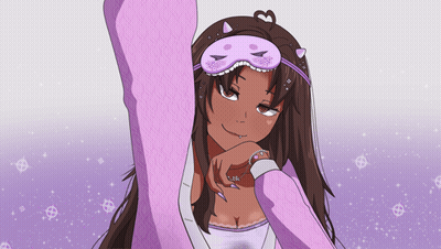 Girl Wearing Sleep Mask With Cat Ears GIF