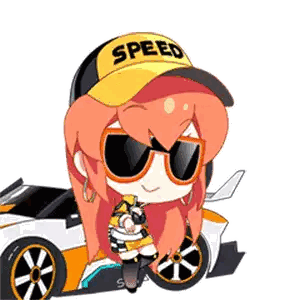 Girl Wearing Sunglasses And Speed Hat Sitting On Car Sticker