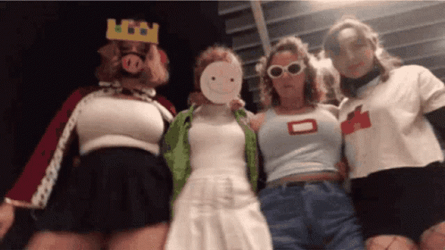 Girl Wearing Technoblade Mask GIF