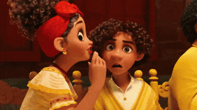 Girl Whispering Into Boy's Ear Cartoon GIF