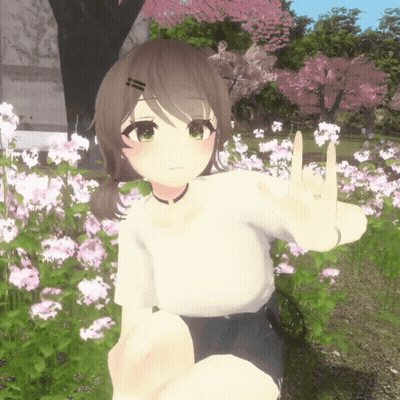 Girl White Shirt Black Shorts Giving Middle Finger GIF