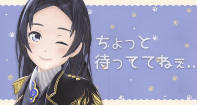 Girl Winking On Purple Background With Paw Prints GIF