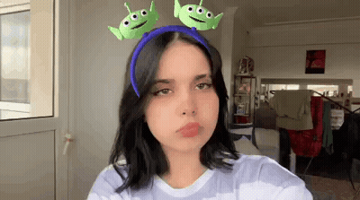 Girl With Alien Headband GIF