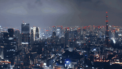 Girl With Angel Wings In Front Of City GIF