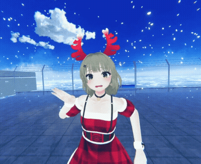 Girl With Antlers And Red Dress GIF
