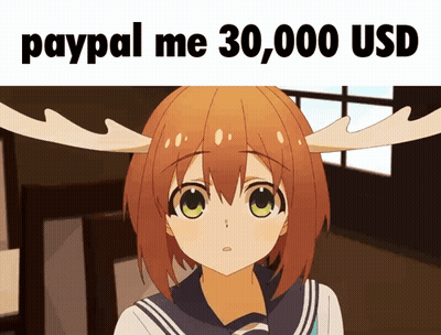 Girl With Antlers Saying PayPal Me 30000 USD GIF