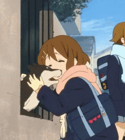 Girl With Backpack And Hearts GIF