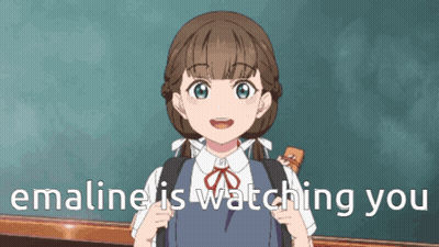 Girl With Backpack Saying Cmaline Is Watching You GIF