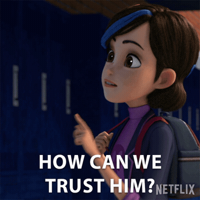 Girl With Backpack Says How Can We Trust Him GIF