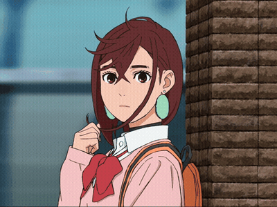 Girl With Backpack Standing Next To Wall GIF