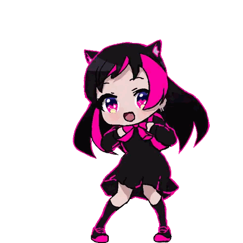 Girl With Black And Pink Hair Sticker
