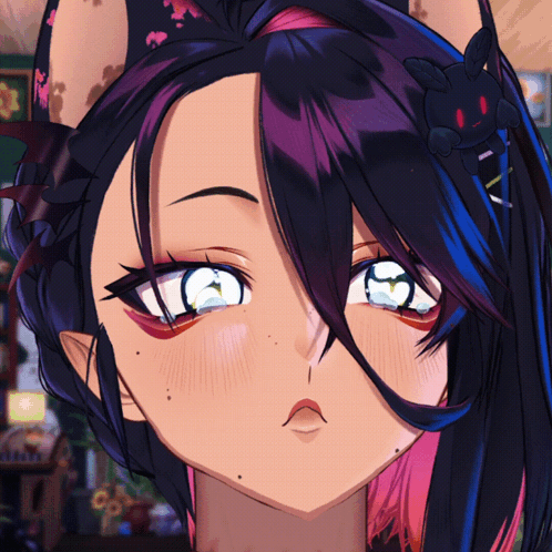 Girl With Black Bunny In Hair GIF