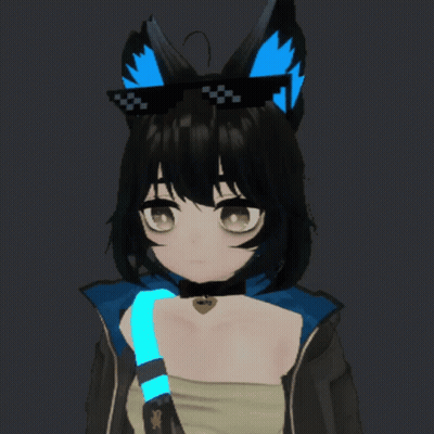 Girl With Black Hair And Blue Ears Wearing Yes Sunglasses GIF