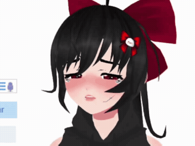Girl With Black Hair And Red Bow Crying GIF