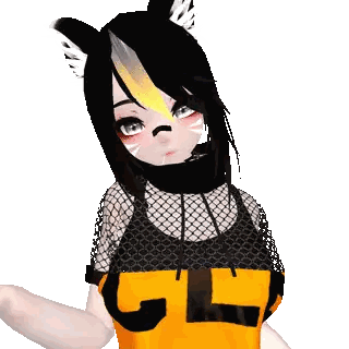 Girl With Black Hair And White Ears Wearing G Top Sticker